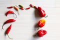 Fresh red Chilli peppers on the table.