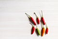 Fresh red Chilli peppers on the table.