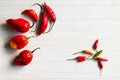 Fresh red Chilli peppers on the table.