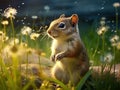 Least Chipmunk Tamias minimus foraging dandelions Made With Generative AI illustration