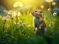 Least Chipmunk Tamias minimus foraging dandelions Made With Generative AI illustration