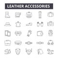 Leather accessories line icons, signs, vector set, linear concept, outline illustration