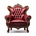 Baroque-inspired Wooden Leather Chair High Quality Isolated Furniture