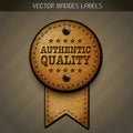 Leather authentic quality label Royalty Free Stock Photo