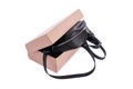 Leather backpack in a cardboard box. Royalty Free Stock Photo