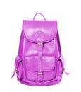 Leather backpack standing isolated on white background violet Royalty Free Stock Photo