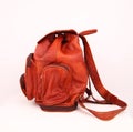 Leather backpack on white Royalty Free Stock Photo