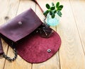 Leather bag and eyeglasses Royalty Free Stock Photo