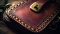 Leather bag handle, buckle, zipper, pocket luxury fashion accessory generated by AI