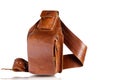 Leather bag on white background. Royalty Free Stock Photo