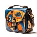 Leather bag women, Handmade patchwork crossbody bag hand sewn from suede and leather, AI generated