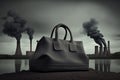 Leather bags polluting the environment, created with Generative AI technology