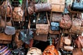 Leather bags for sale Royalty Free Stock Photo