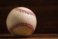 Leather Baseball on wooden backgorund