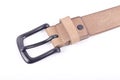 Leather belt with black buckle