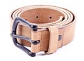 Leather belt with black buckle