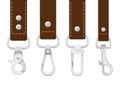 Leather belts with carabine clasp collection vector