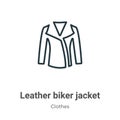 Leather biker jacket outline vector icon. Thin line black leather biker jacket icon, flat vector simple element illustration from Royalty Free Stock Photo