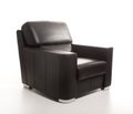 Leather black armchair isolated on white back