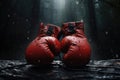 Leather boxing competitive equipment fight background red glove exercise health sporting