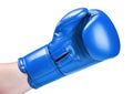 Leather boxing glove blue isolated on white Royalty Free Stock Photo