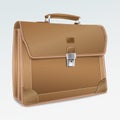 Leather Brief Case on white background. Royalty Free Stock Photo