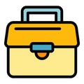 Leather briefcase icon color outline vector Royalty Free Stock Photo