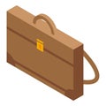 Leather briefcase icon isometric vector. Travel case bag