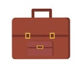 Leather Briefcase, Vector Brown Case Isolated Icon