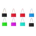 Leather bright multi-colored women`s bags