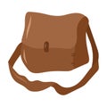 Leather brown bag for herbs.Witchcraft magic design element.