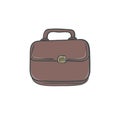 Leather brown briefcase. Vector illustration. Isolated on a white background