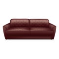 Leather brown sofa icon, realistic style