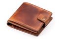 Leather brown wallet on a white background