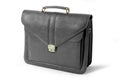 Leather business suitcase (black) - isolated