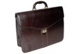 Leather business suitcase (dark brown) - isolated