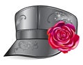 Leather cap with rose