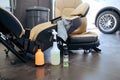 Leather car seats and tools for dry cleaning