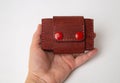 Cardholder wallet in Leather red