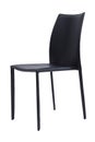 Leather chair with curved back, front view. Contemporary home furniture.