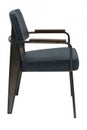 Leather chair. Dark blue color stool. Modern designer stool on white background. Textile stool.