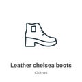 Leather chelsea boots outline vector icon. Thin line black leather chelsea boots icon, flat vector simple element illustration
