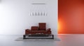 Leather couch to face a blank wall Royalty Free Stock Photo