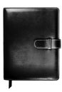 Leather-covered bound notebook with black cover Royalty Free Stock Photo