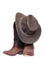 Leather cowboy boots and hat Royalty Free Stock Photo
