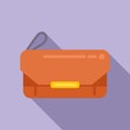 Leather craft bag icon flat vector. Fashion zipper Royalty Free Stock Photo