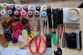 Leather craft tools for Handmade key ring and small bag Royalty Free Stock Photo