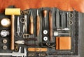 Leather crafting tools Royalty Free Stock Photo