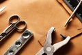 Leather crafting tools Royalty Free Stock Photo