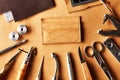 Leather crafting tools Royalty Free Stock Photo